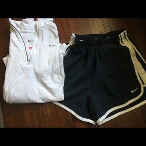 Nike running shorts and FitDry long sleeve top